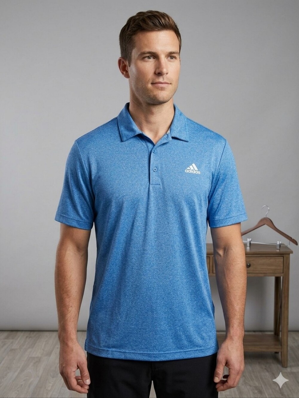 adidas Men's Heathered Blue Golf Polo Sz M